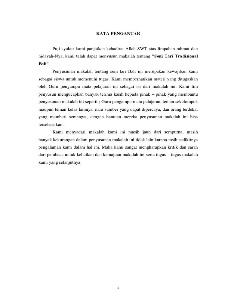 Contoh Kata Pengantar Makalah Seni Budaya Guru Paud