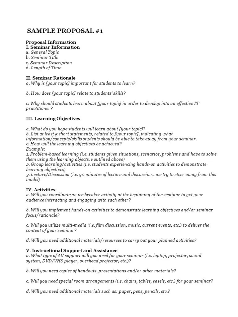 Seminar Proposal Template Lecture Learning