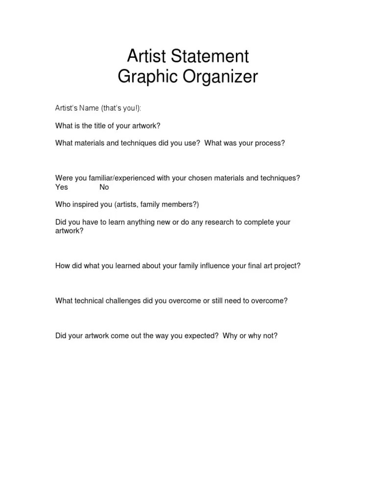 Artist Statement Graphic organizer