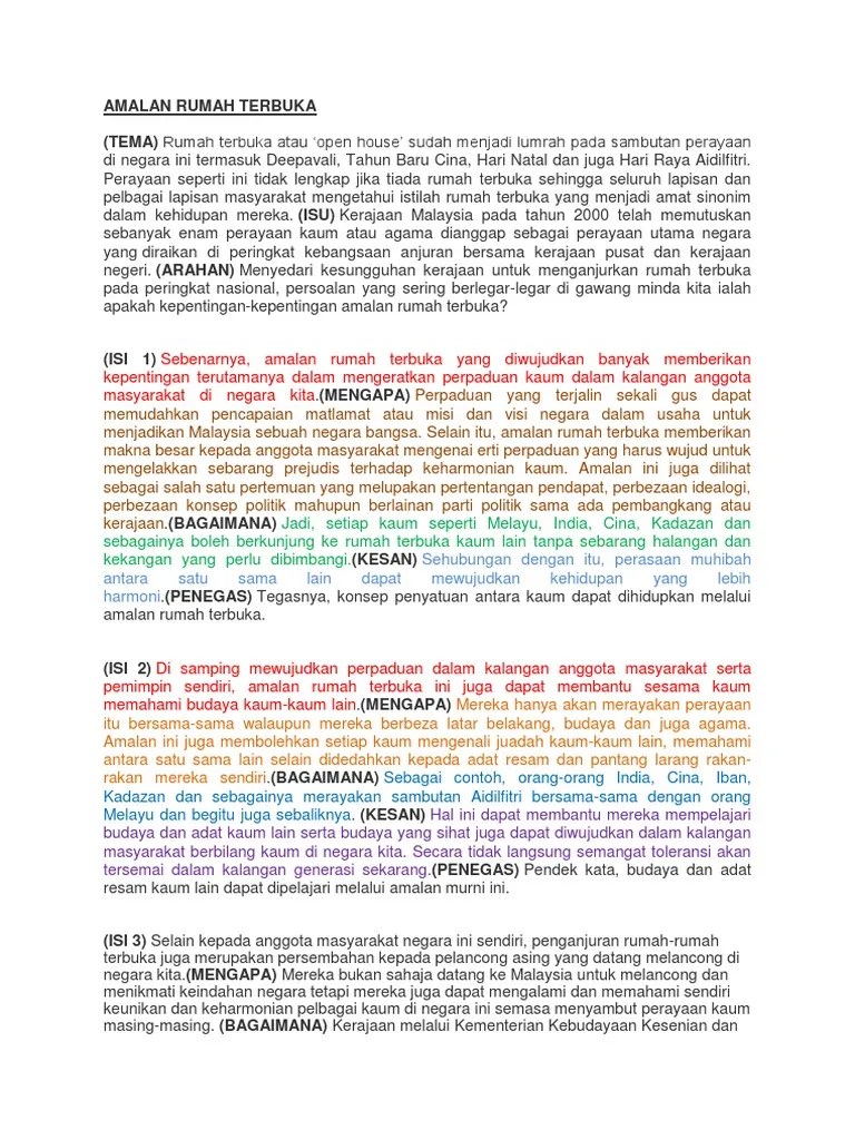 Amalan Rumah Terbuka Karangan Pendek Faedah Mengadakan Rumah Terbuka