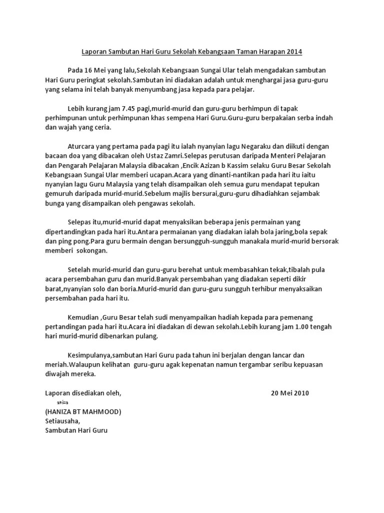 Laporan Sambutan Hari Guru Karangan