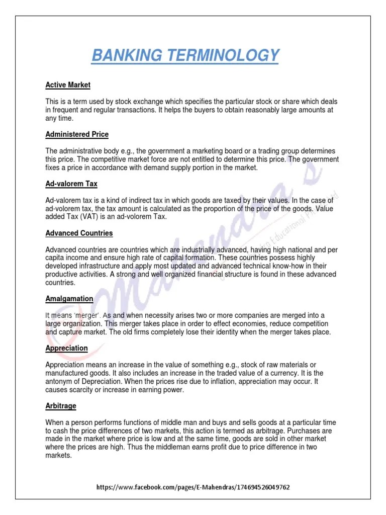 Banking Terminology PDF