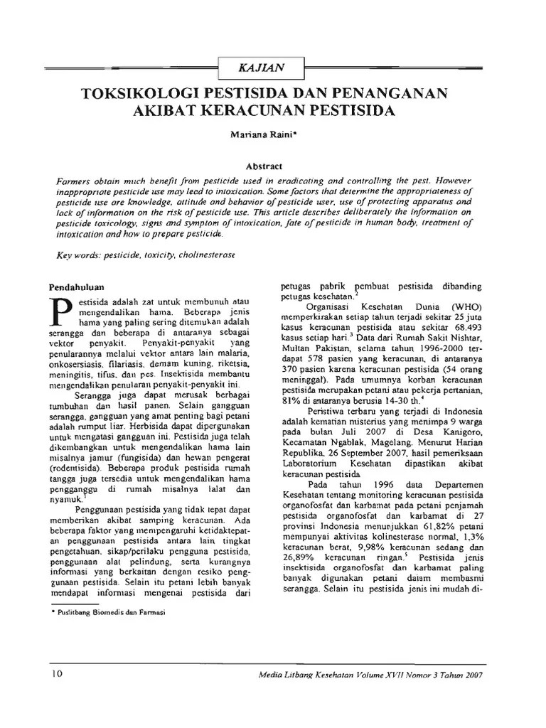 toksikologi pestisida dan penanganan akibat keracunan pestisida