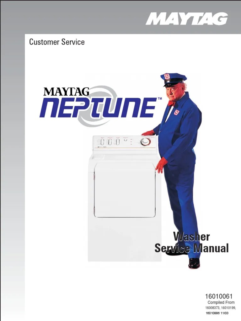 Maytag Neptune Washer Service Manual MAH6500AWW Washing Machine