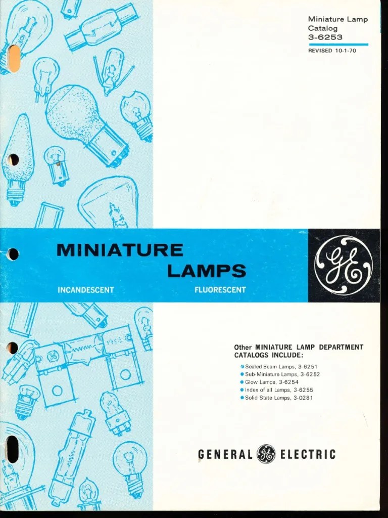GE Miniature Lamp Catalog 1970 PDF Incandescent Light Bulb