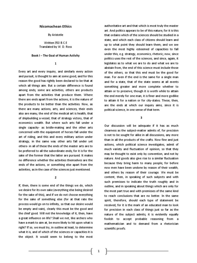 Aristotle Ethics (excerpts) Virtue