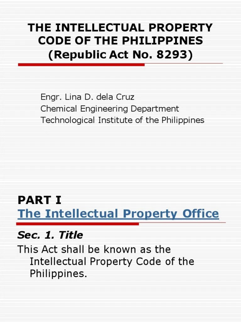 Ra 8293 the Intellectual Property Code of the Philippines
