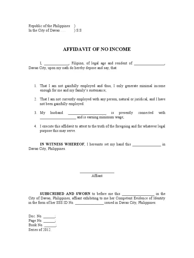 Affidavit of No