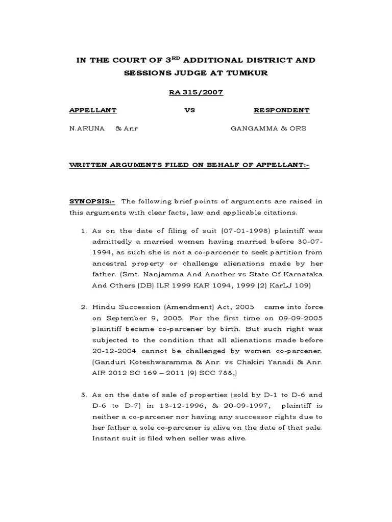 Written Arguments in Partition Suit On Behalf of Purchaser Pleading