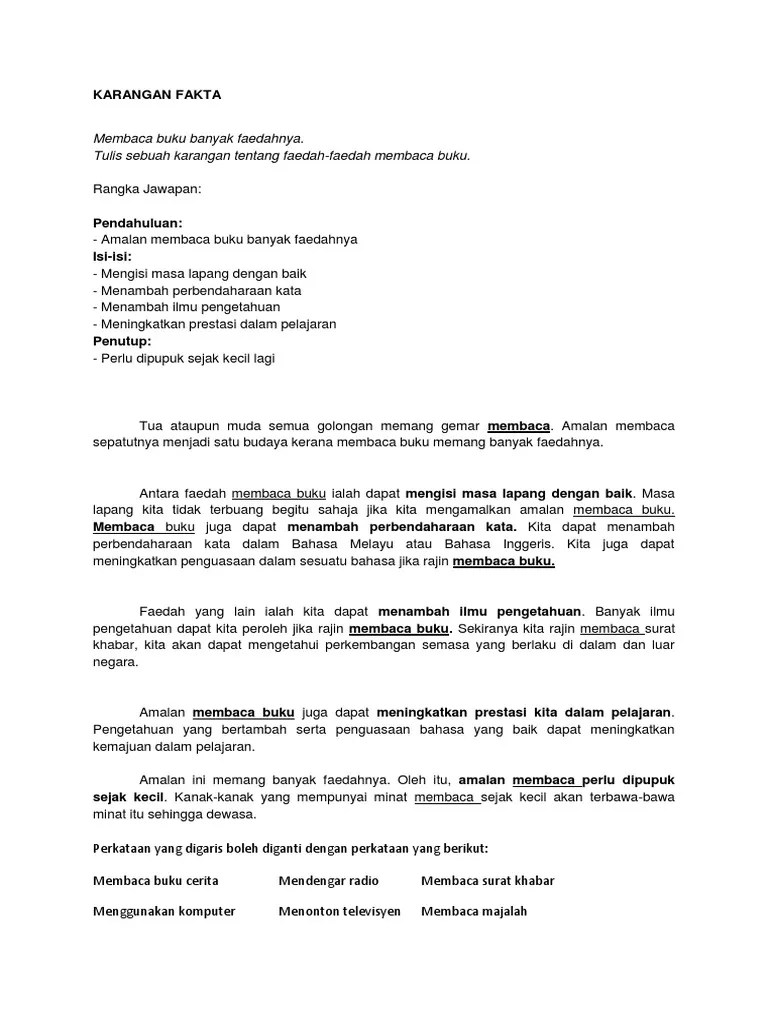 Karangan Fakta Faedah Membaca Surat Khabar