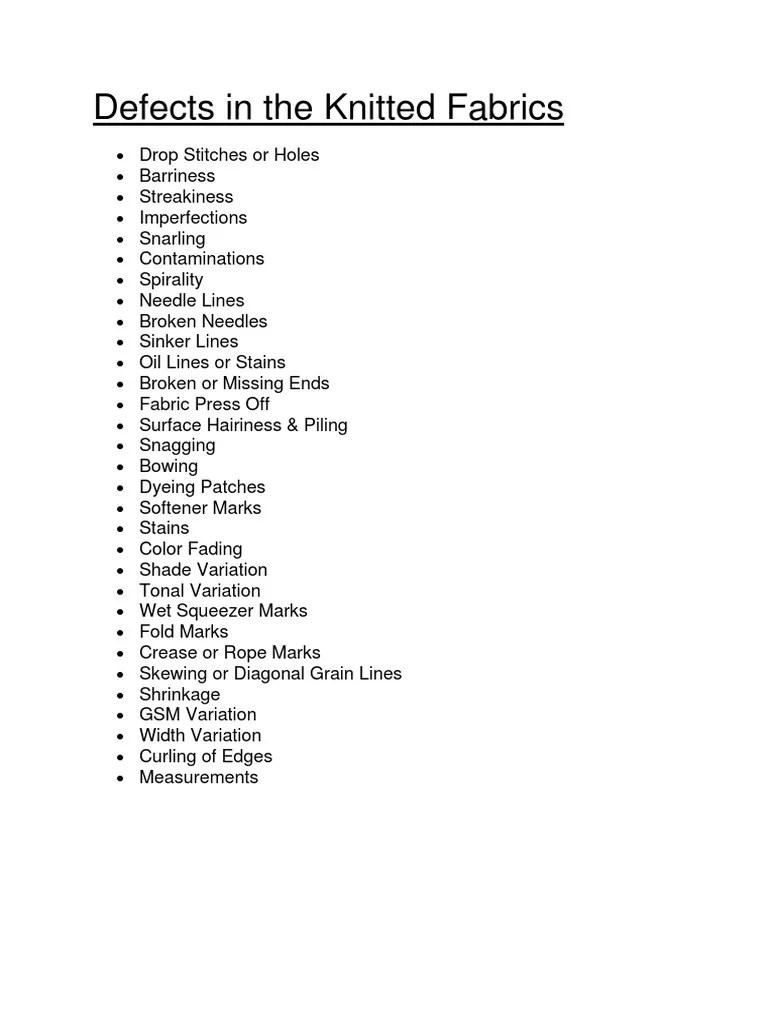 Defects in The Knitted Fabrics PDF