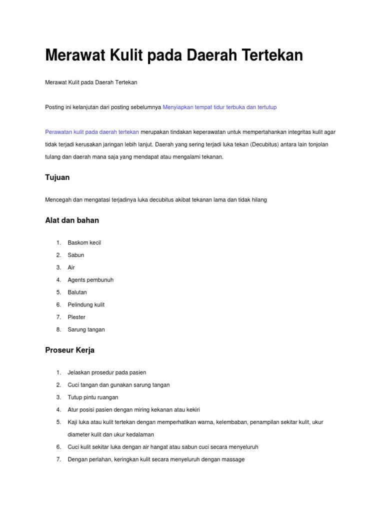 Merawat Kulit Pada Daerah Tertekan | PDF
