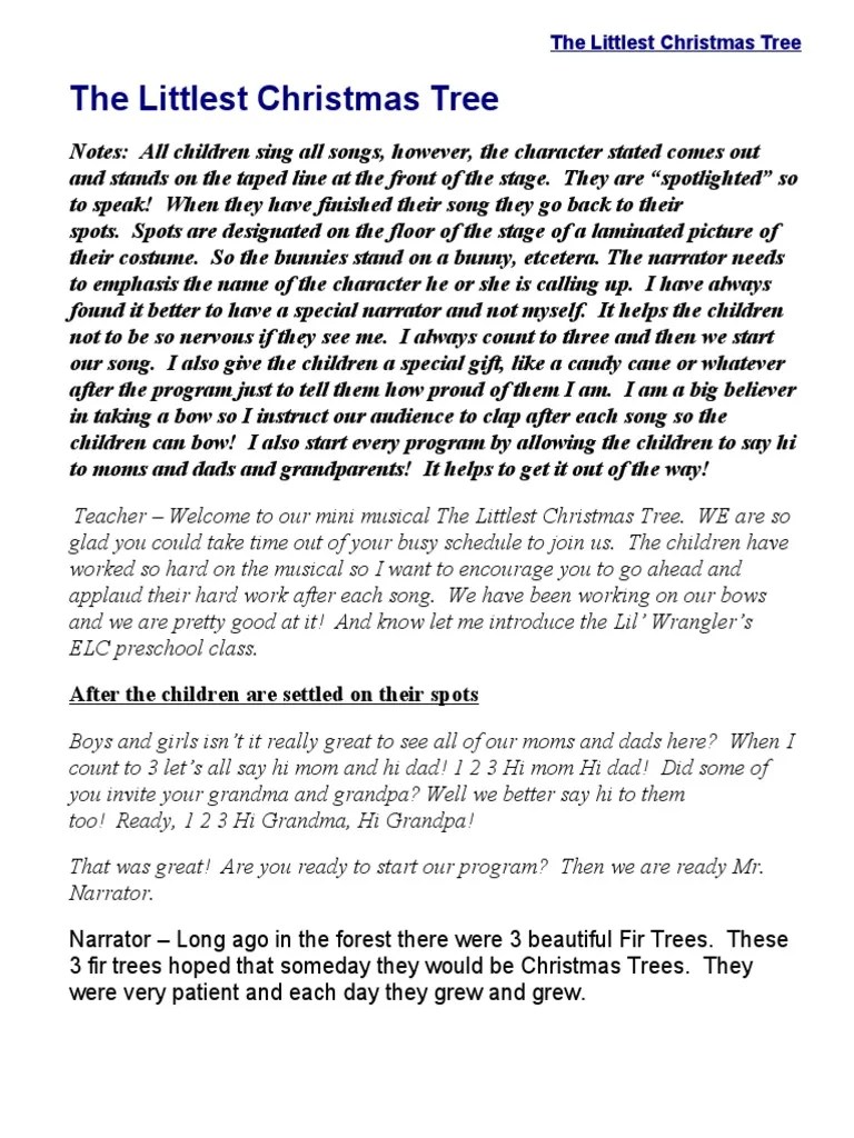 The Littlest Christmas Tree Play PDF Organisms