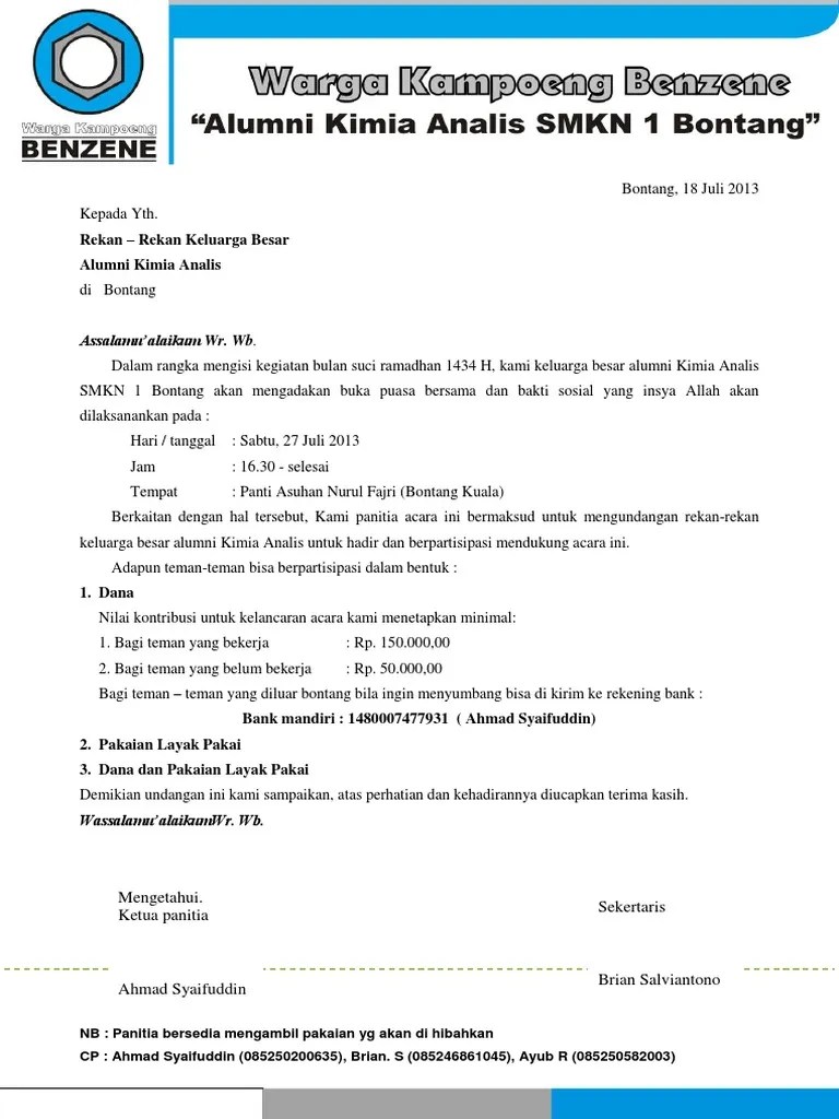 Surat Undangan Bukber Baksos | PDF