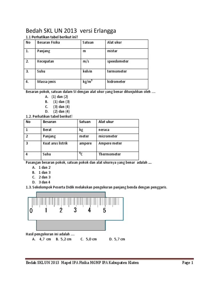 Bedah SKL Un 2013 Ipa Fisika MGMP Ipa Kab Klaten Versi Erlangga 1