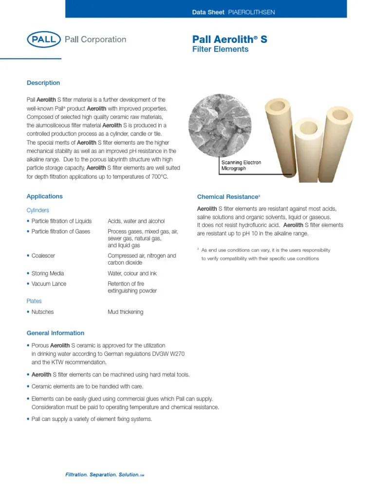 Pall Filter PDF Filtration Ceramics