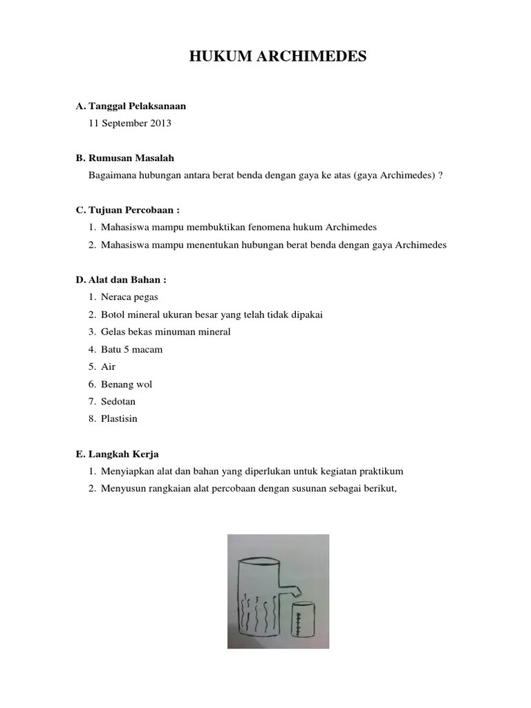 Praktikum Hukum Archimedes – Beinyu.com