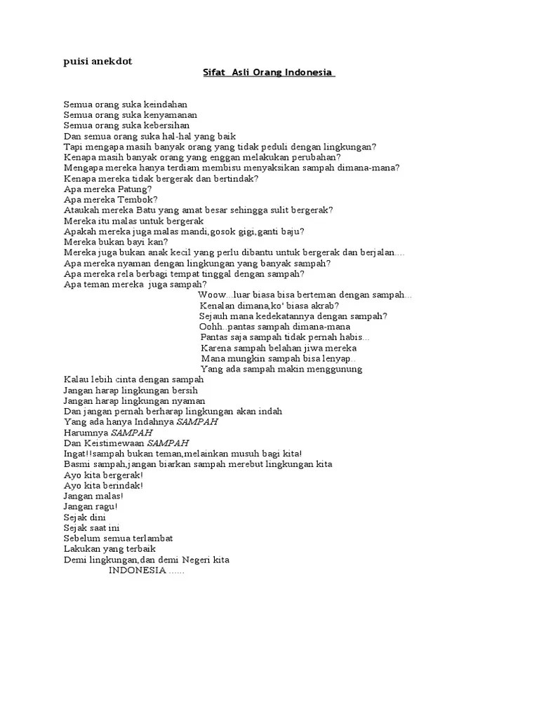 Puisi Anekdot Itu Sampah Atau Apa KT Puisi