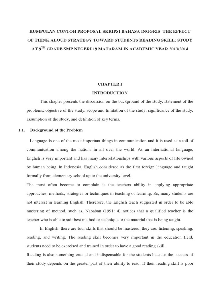 Kumpulan Contoh Proposal Skripsi Bahasa Inggris | Pdf | Reading Comprehension | Metacognition