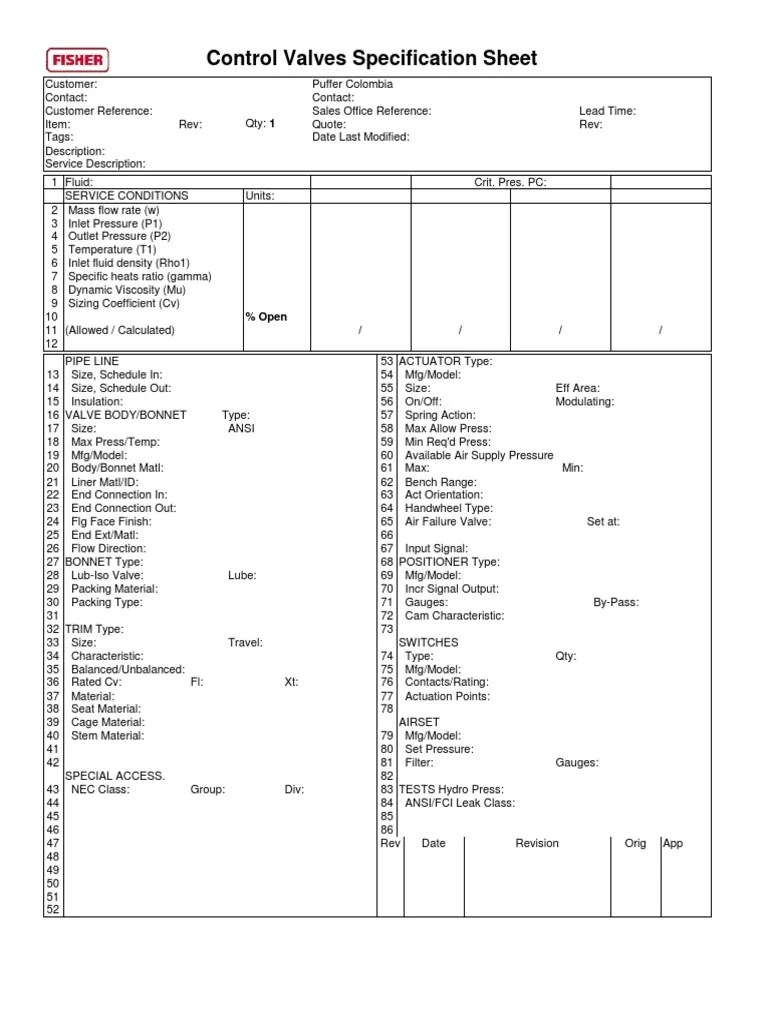 Control Valves Specification Sheet.pdf Valve Gas Technologies