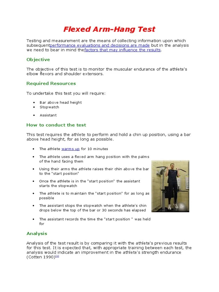 Flexed Arm Hang Test PDF Validity (Statistics) Psychology
