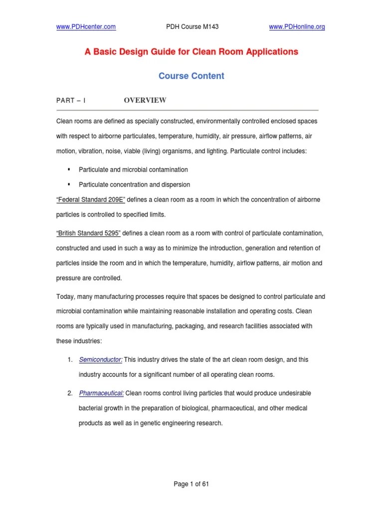 A Basic Design Guide for Clean Room Applications Hvac Filtration