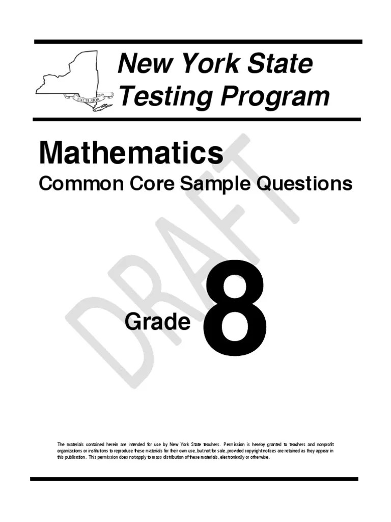 Grade 8 Mathematics Test Examples (NY) | PDF | Common Core State