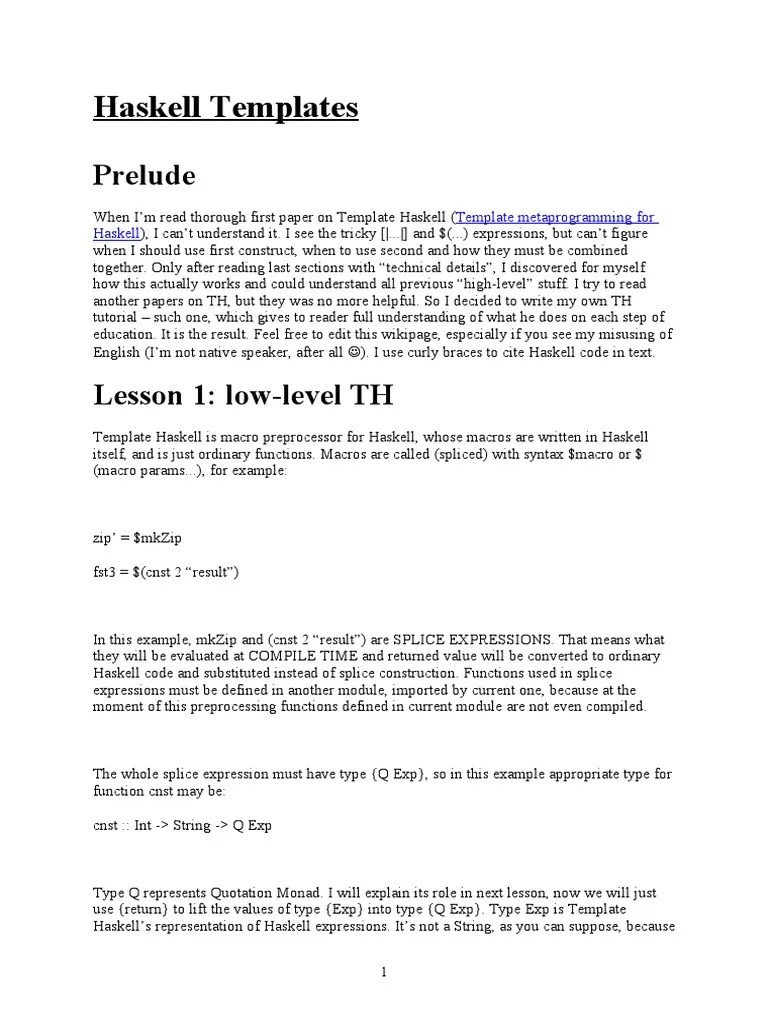 Haskell Templates Data Type Compiler