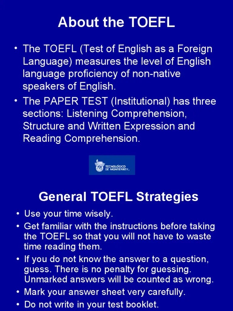 TOEFL Tips Reading Question Reading Comprehension
