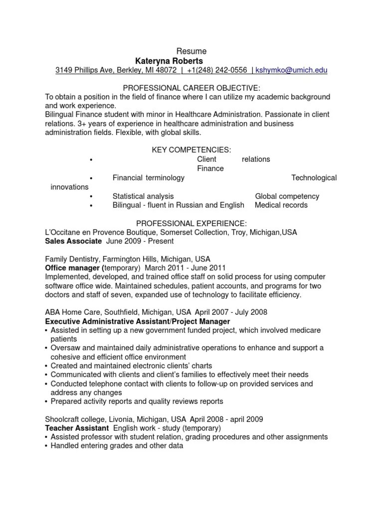 resume36 University Of Michigan Health Administration