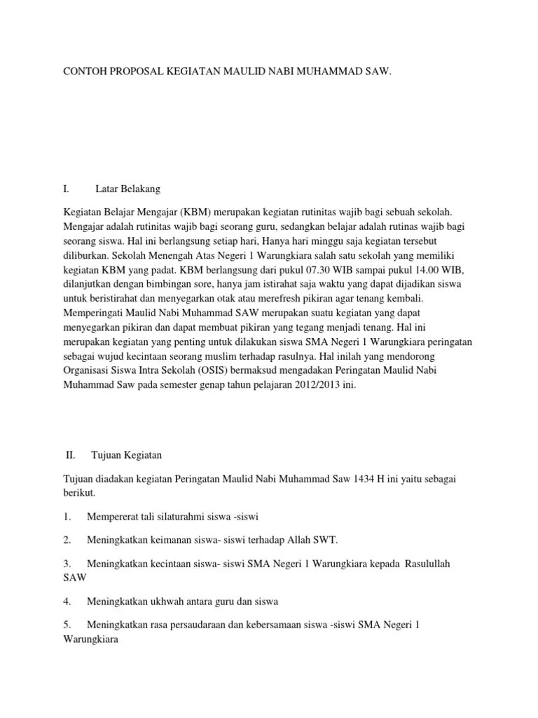 Contoh Proposal Kegiatan Maulid Nabi Muhammad Saw