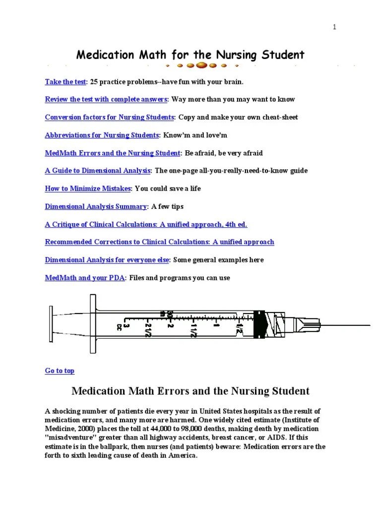 Medication Math for the Nursing Student (3) Teaspoon Nursing