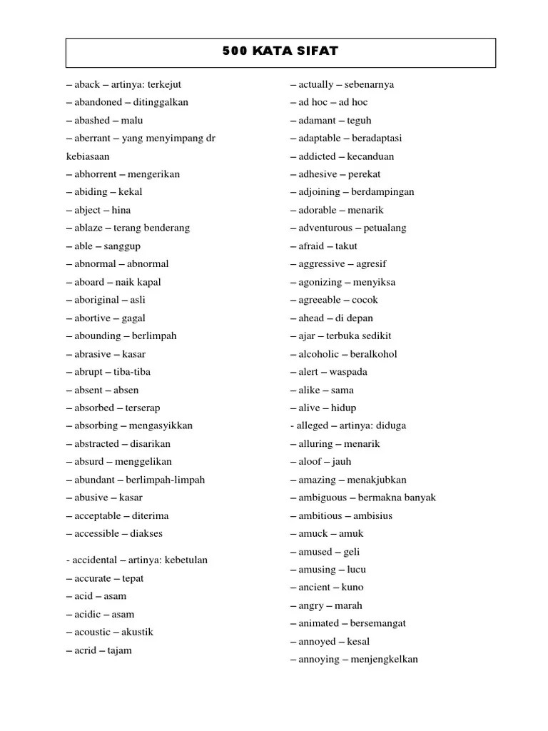 Kata Sifat | PDF