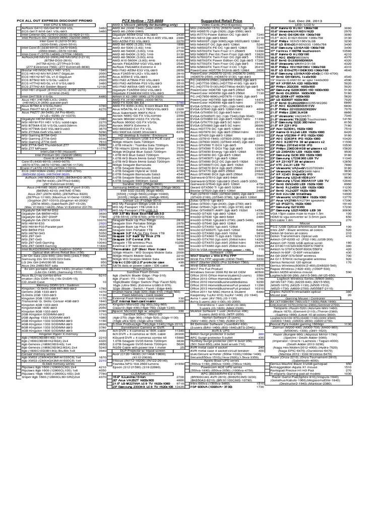 PC Express Price List Secure Digital Laptop