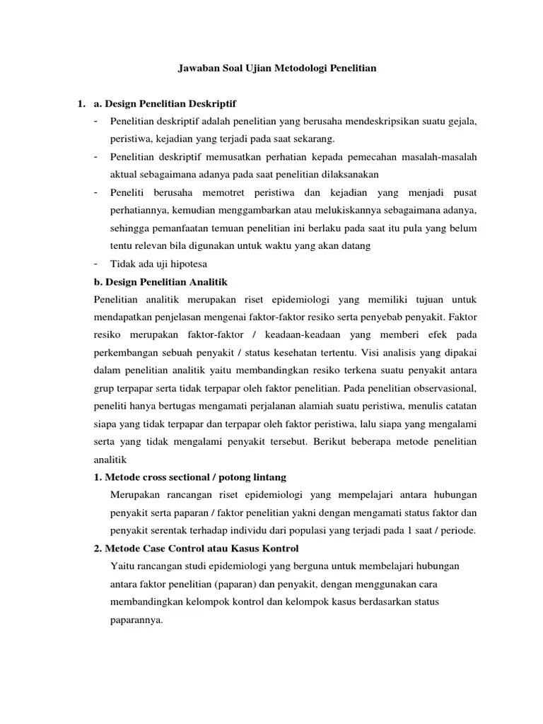 Jawaban Soal Ujian Metodologi Penelitian