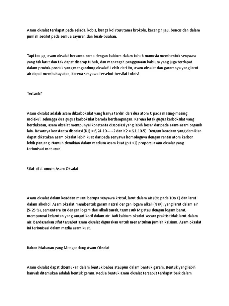 Asam Oksalat Terdapat Pada Selada | PDF