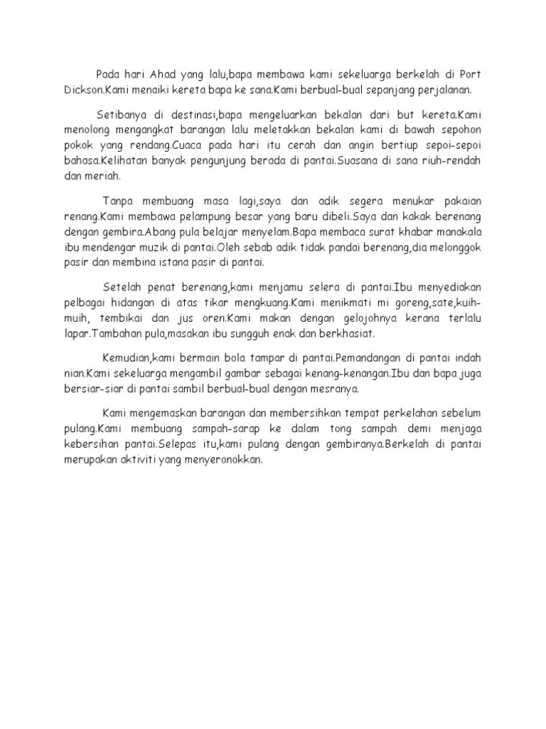 Karangan Bahasa Inggeris Tentang Percutian - Contoh Karangan Bahasa Inggris
