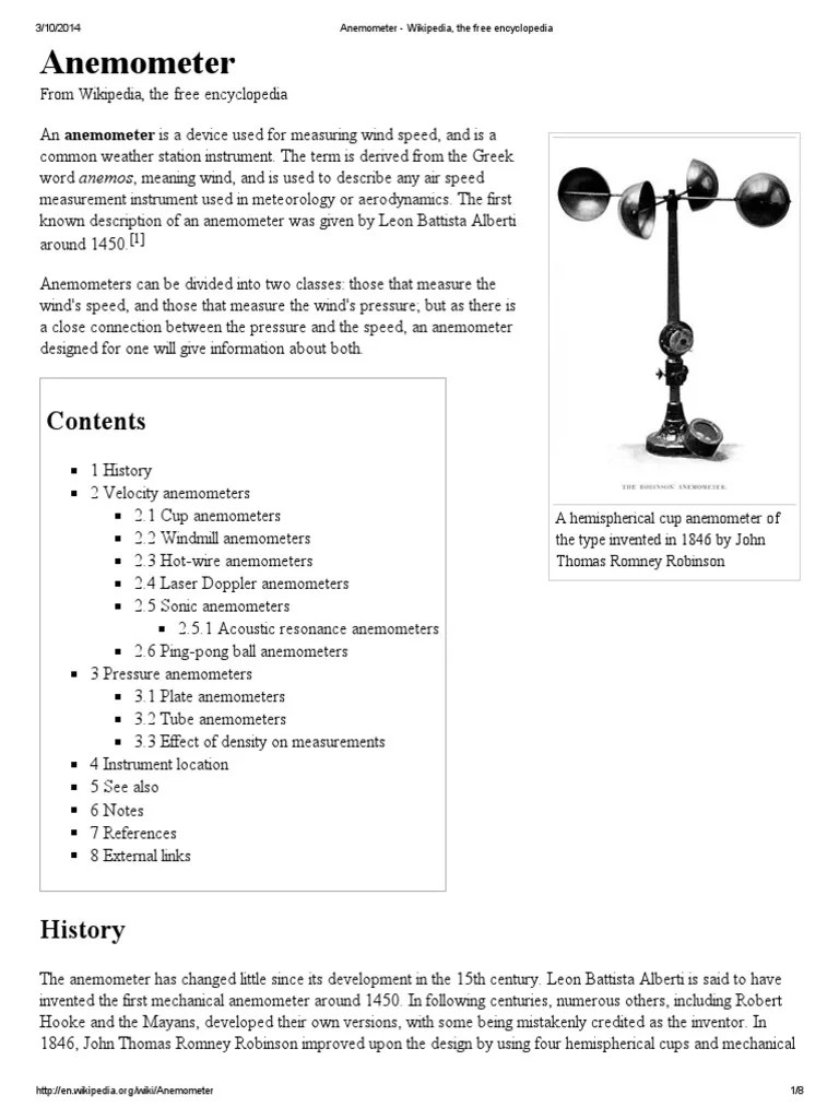 Anemometer Wikipedia, The Free Encyclopedia Physics & Mathematics