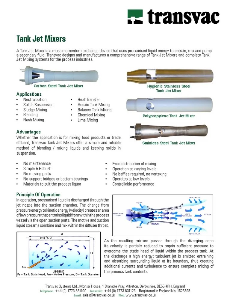 Tank Jet Mixing Systems