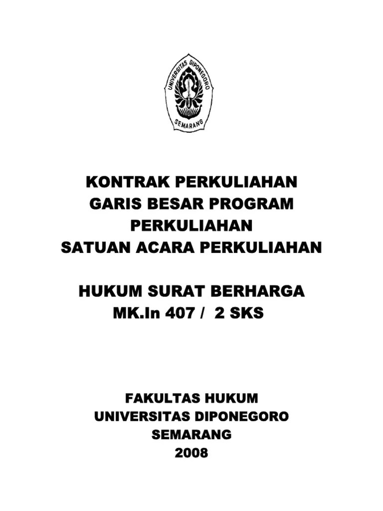 Silabus Hukum Surat Berharga UNDIP