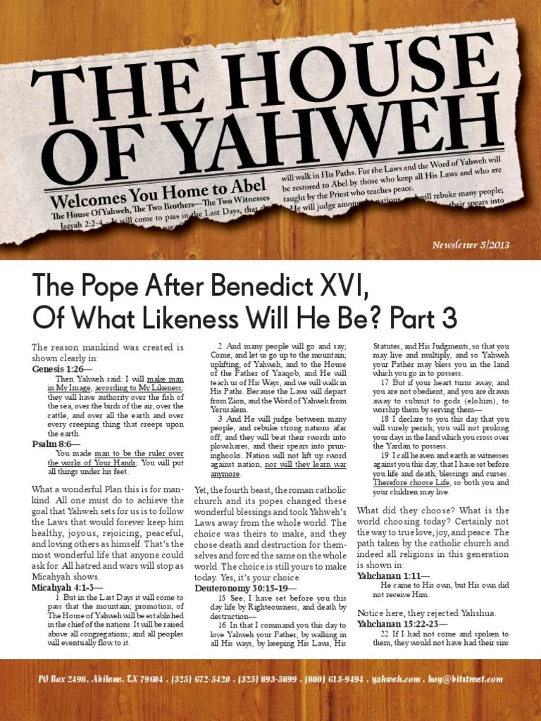 The Pope After Benedict XVI... of What Likeness Will He Be? Part 3