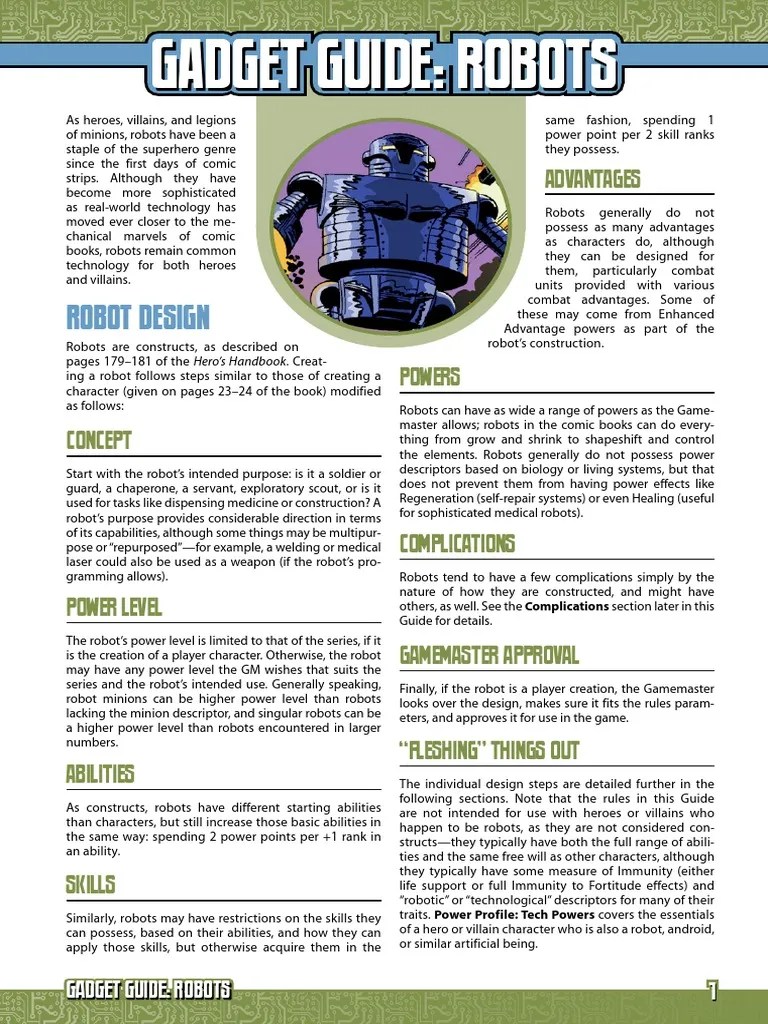M&M 3e Gadget Guide 01 Robots Robot Technology