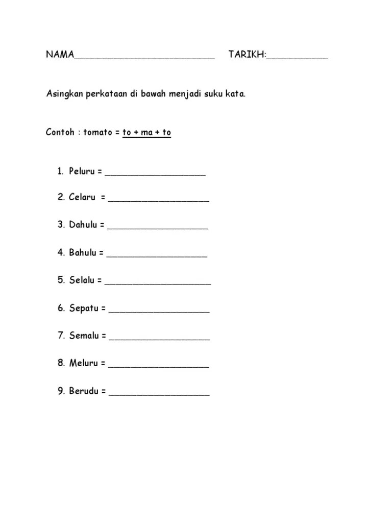 Asingkan Suku Kata | PDF