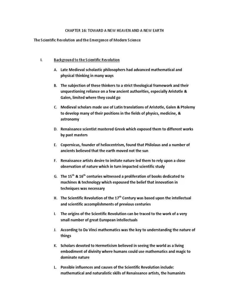 AP European History Chapter 16 Outline Galileo Galilei Heliocentrism