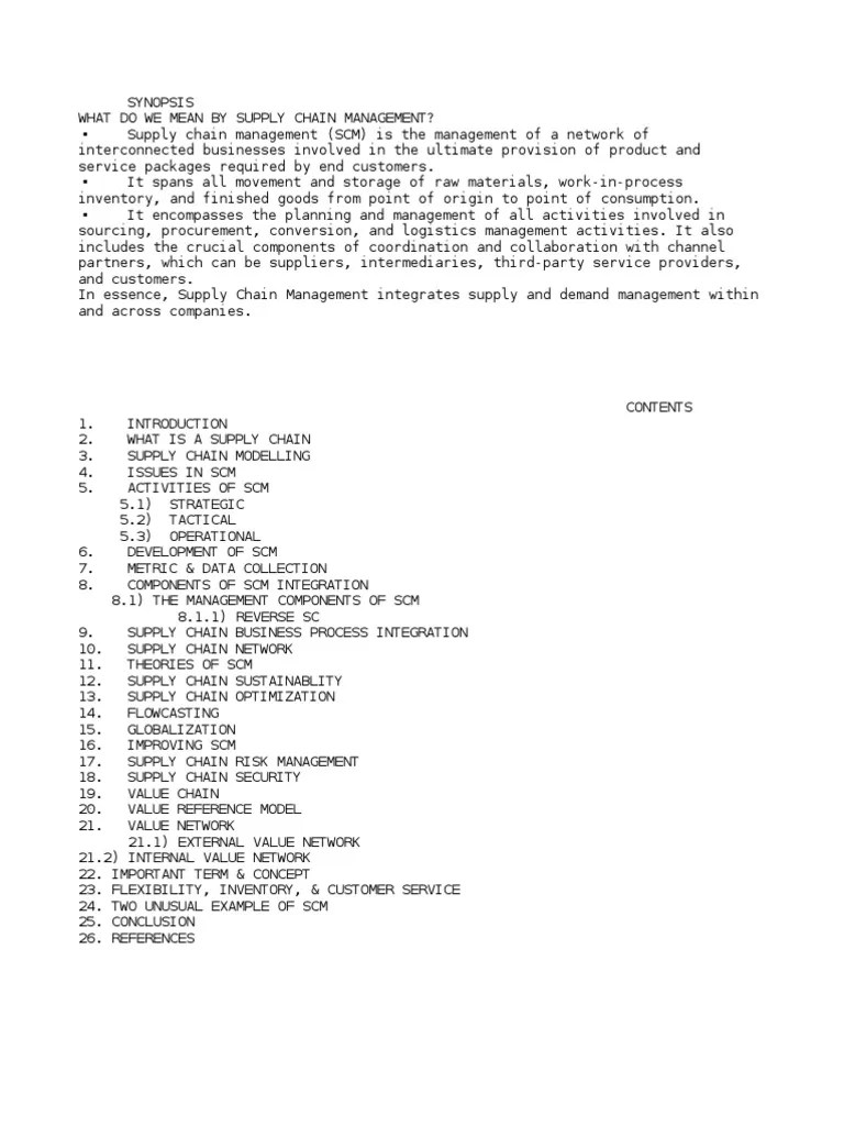 Supply Chain Management A Report PDF