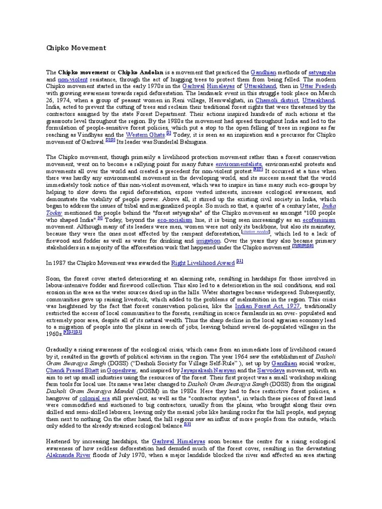 Chipko Movement Natural Resource Management Natural Environment