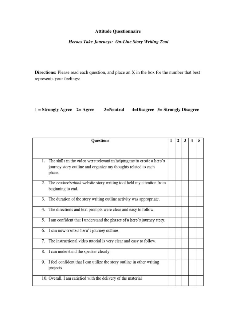 HJ Attitude Questionnaire PDF