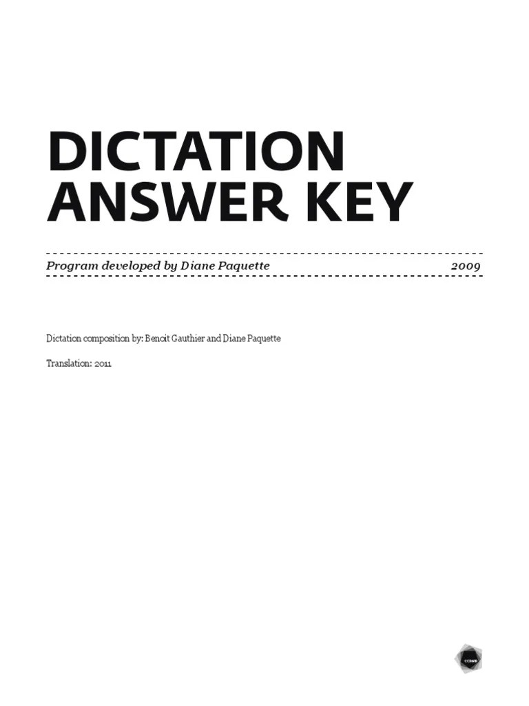 Dictation Answer Key | PDF