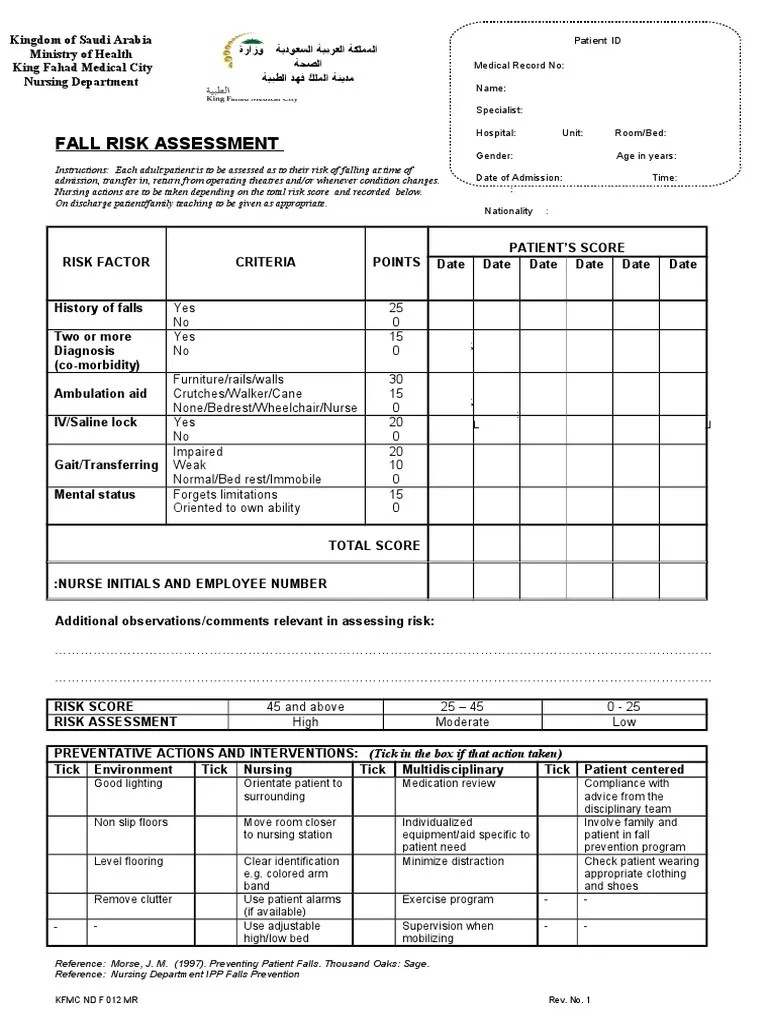 Fall Risk Assessment (Approved Rev.1) PDF