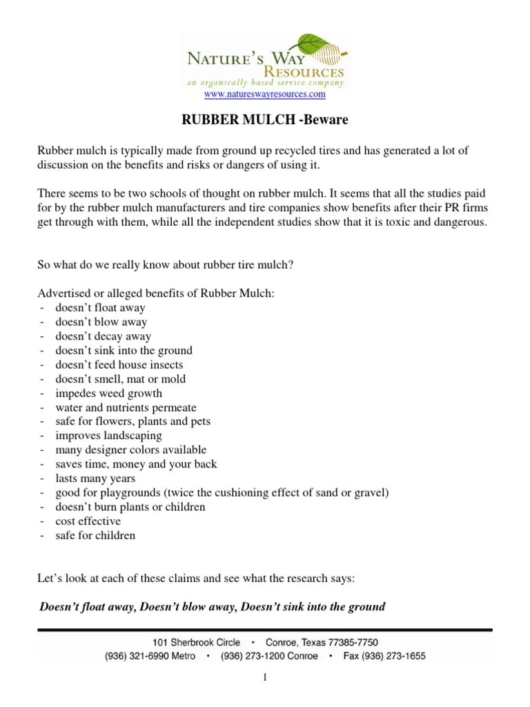 Rubber Mulch Beware Doesn't Float Away, Doesn't Blow Away, Doesn't